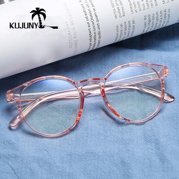 

fashion sunglasses frames kujuny transparent round glasses frame women clear lens myopia female vintage eyeglasses optical spectacle, Black
