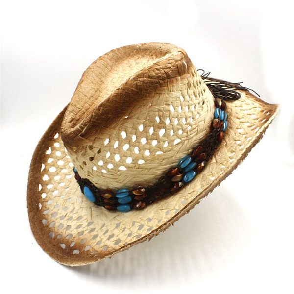 

stingy brim hats 2021 100% handmade summer women's men's hollow sun hat for gentleman western cowboy jazz sombrero cap, Blue;gray