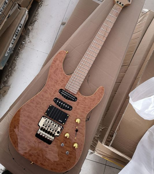 

6 strings natural electric guitar with active pickups,quilted maple veneer