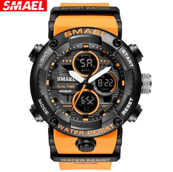 50M wasserdichte Dual-Display-Uhren SMAEL 8038 Leuchtende Sport-Casual-Outdoor-Studenten-männliche elektronische Uhr Reloj Hombre Armbanduhr Schwimmen
