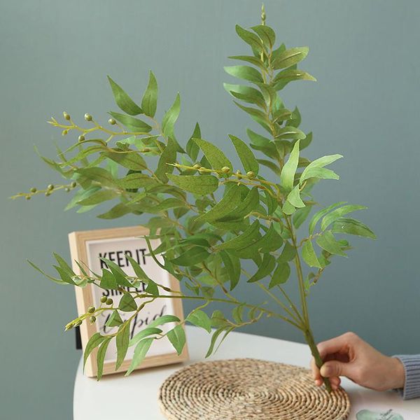 

decorative flowers & wreaths artificial willow leaves green white simulation plant branch diy wedding flower roads home party decoration