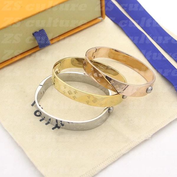 

bangle 2021 letter presbyopia high-end fashion charm bracelet ladies luxury titanium steel couple birthday gift gao ben edition clo, Black