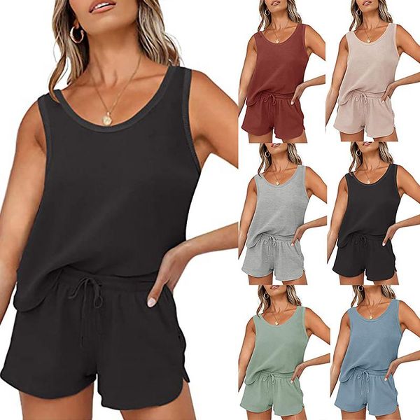 

women's tracksuits sleepwear short set pajamas for women sleeve casual home wear and tank s - 2xl plus size, Gray