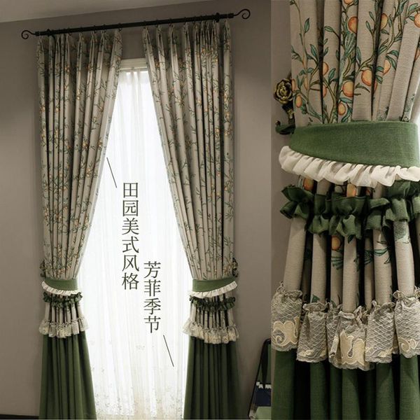 

curtain & drapes americanl curtains for living room and bedroom shading light luxury simple printed finished product customization