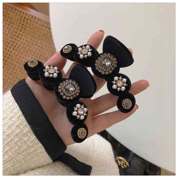 

hair accessories jewelry velvet grip clip high sense french court style baroque pearl shark small fragrance, Golden;white