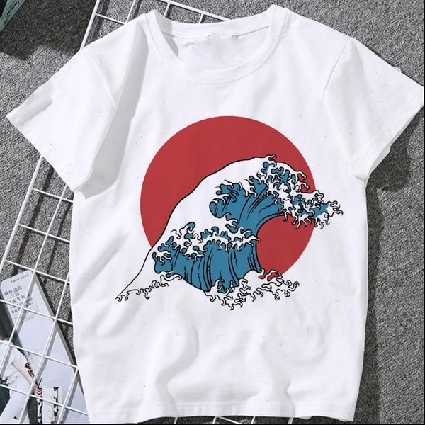 

beautiful waves womens t shirts harajuku aesthetic t shirt oversized female tshirt summer clothing japanese style fashion, White