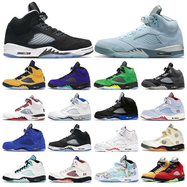 

men sneakers basketball shoes 5 bluebird racer blue raging bull alternate grape oregon oreo michigan suede women sports trainers, White;red