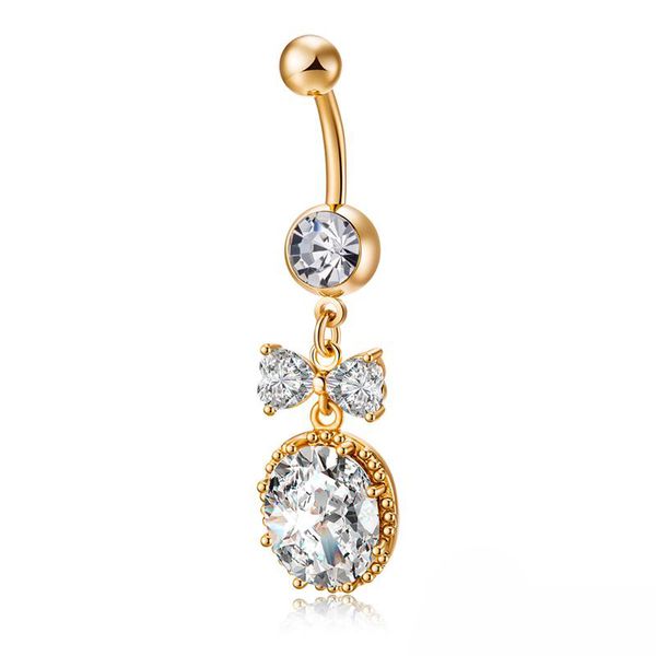 

sweet belly ring for girls cubic zirconia sparky bowknot navel piercing dangle navel body jewelry piercings rings, Silver