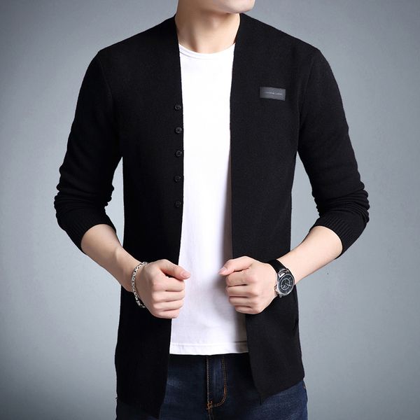 

2021 new primavera outono homens de malha cardigan moda magro v pescoo camisola casual wear camisa hombre masculino cardigans 8g2l, White;black