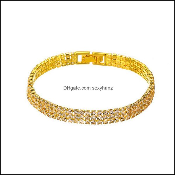 

charm bracelets jewelry rhinestone crystal cz gold sier color bracelet bangle for women girl gift drop delivery 2021 kir25, Golden;silver