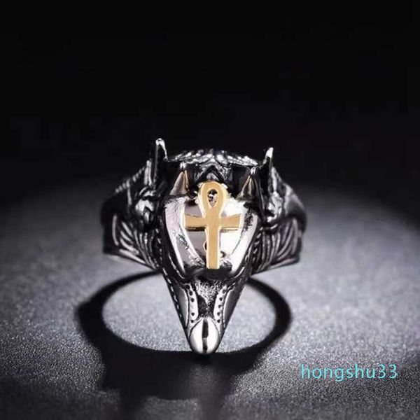 

thai silver anubis self defense broken window titanium steel ancient egyptian god of death jackal head ring