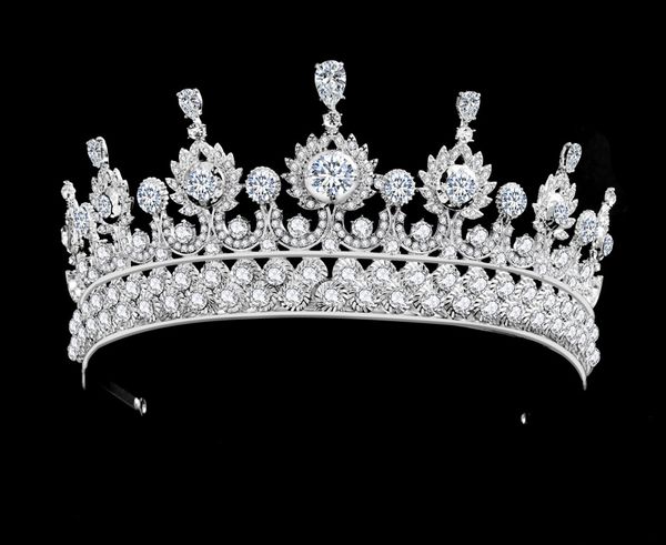 

2021 new vintage baroque bridal tiaras accessories prom headwear stunning sheer crystals wedding tiaras and crowns 1902, Slivery;golden