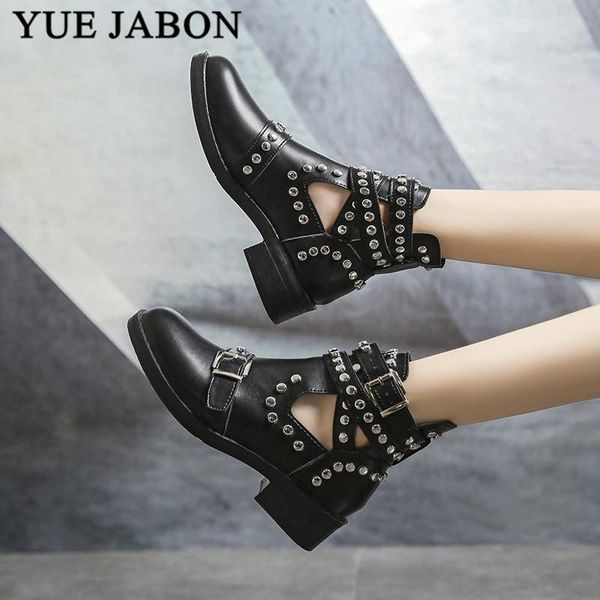 

boots women fashion casual ladies shoes pu leather buckle low heeled strap now for femme, Black