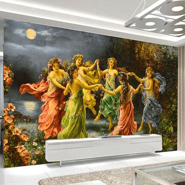 

wallpapers drop custom 3d wallpaper hand-painted oil painting figure decorative background wall waterproof stickers
