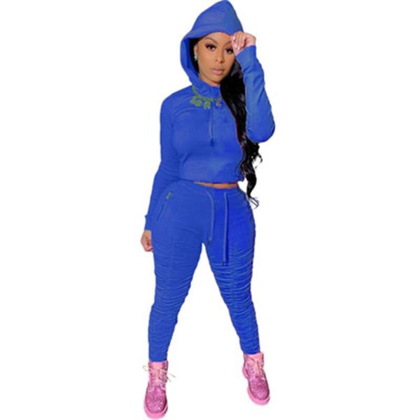 

womens casual sports sets fashion trend long sleeve zipper hooded hoodies folds trousers suits designer female autumn new loose tracksuits, Gray