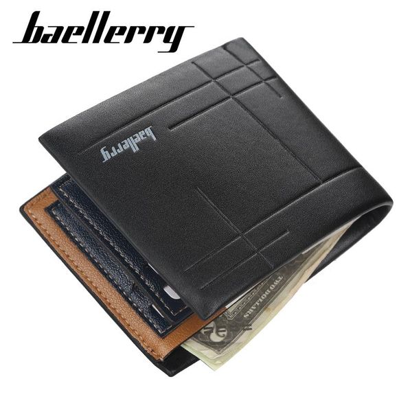 

wallets baellerry 2021 fashion black men bifold leather men's small and purses for card holder, Red;black