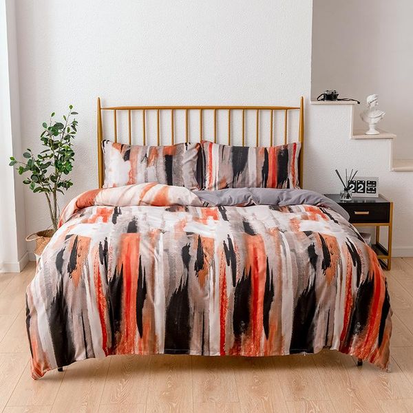 

bedding sets european and american style home textile ink painting graffiti duvet cover three-piece bed linen