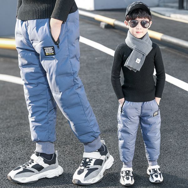 

2021 new boys winter elastic waist 4-13 years old clothes for more veet children outdoors casual warm solid pants 8hio, Blue