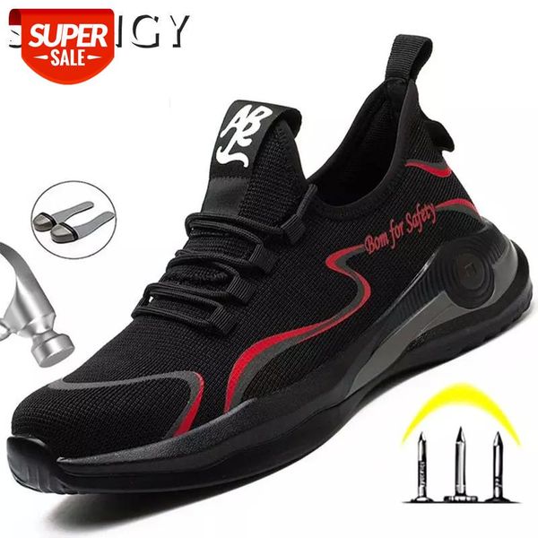 

new work safety shoes lightweight male steel toe anti-puncture indestructible paisley men shoes casual running males sneakers #js3h