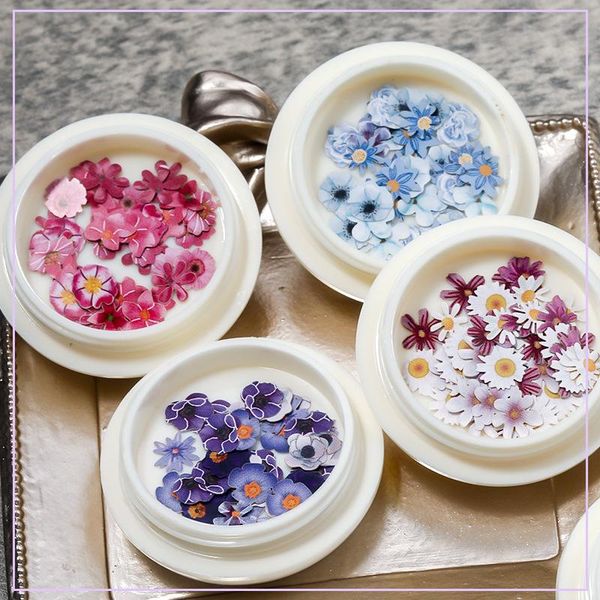 

nail art decorations 3pc/set color flower wood pulp accessories small daisy sun simulation dried patch decor, Silver;gold