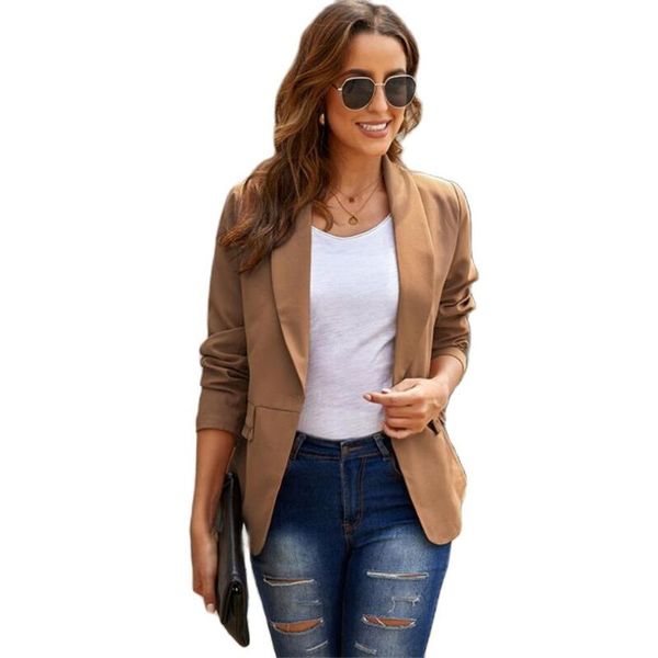 

women's suits & blazers .y.fantasy 2021 european and american side pocket cardigan small suit solid color casual jacket w, White;black