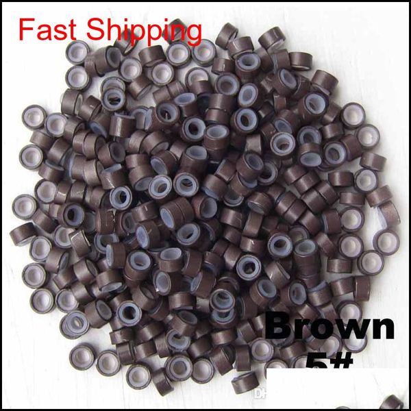

1000pcs 5mm micro ring beads sile bead link microring for feather human hai jlliqq comb2010, Black