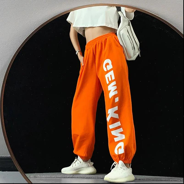 

letter printed sweatpants loose autumn womens capri winter hip hop jazz street dance bundles wide legs casual sports pants ins, Black;white