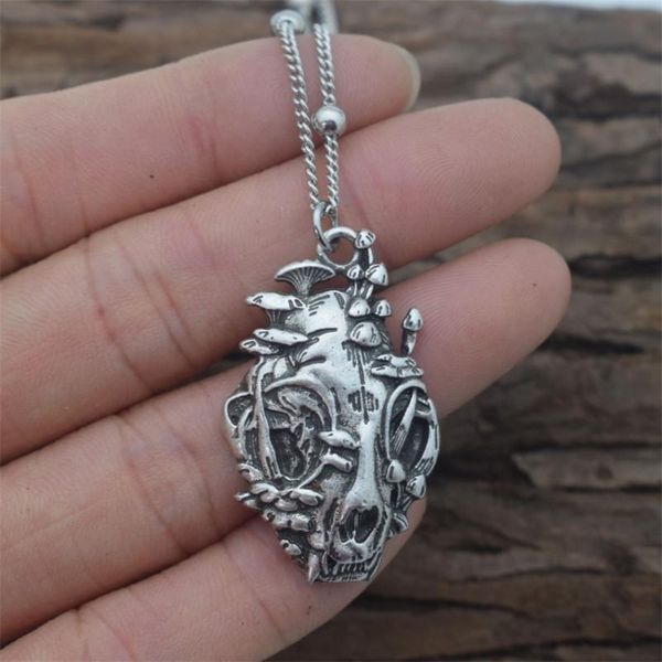 

pendant necklaces 12pcs gothic skull mushroom necklace for men women jewelry punk creative friend gift, Silver