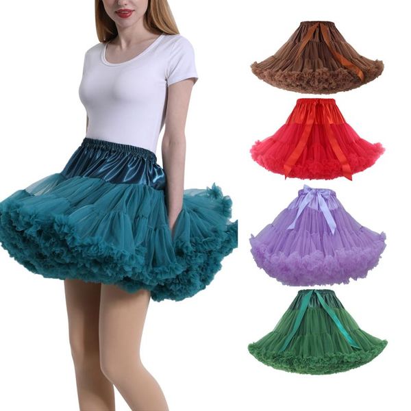 

jaycosin women tutu skirt fluffy ballet female pettiskirt ladies skirts princess tulle party dance skirts for girls 0125, Black