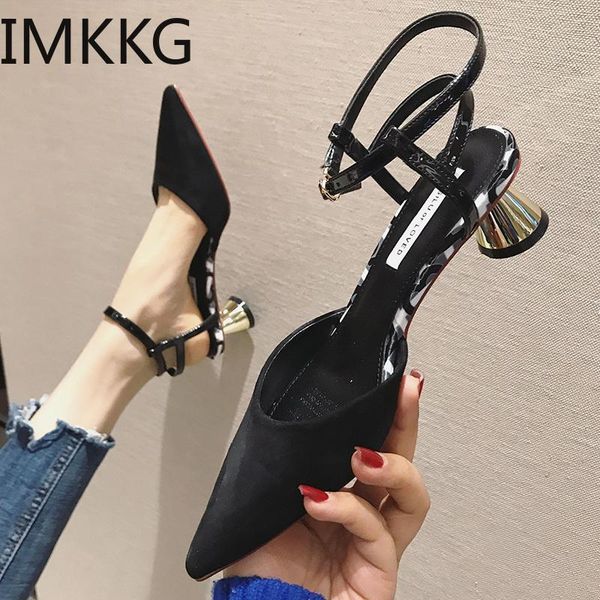 

dress shoes 2021 women summer strange style white woman sandals pointed toe ladies pumps, Black