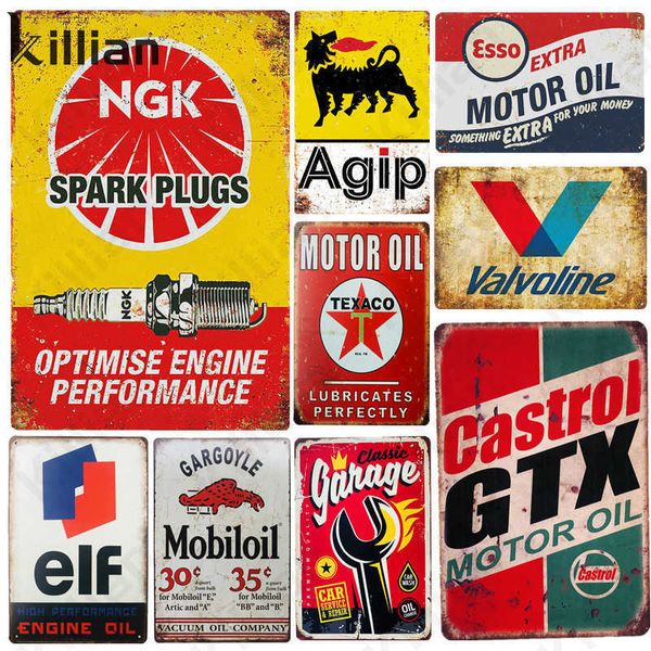 American Motor Oil Metallplatte Retro Mode Metall Poster Metallschild Parkplatz Tankstelle Bar Wanddekoration Blechschild Q0723