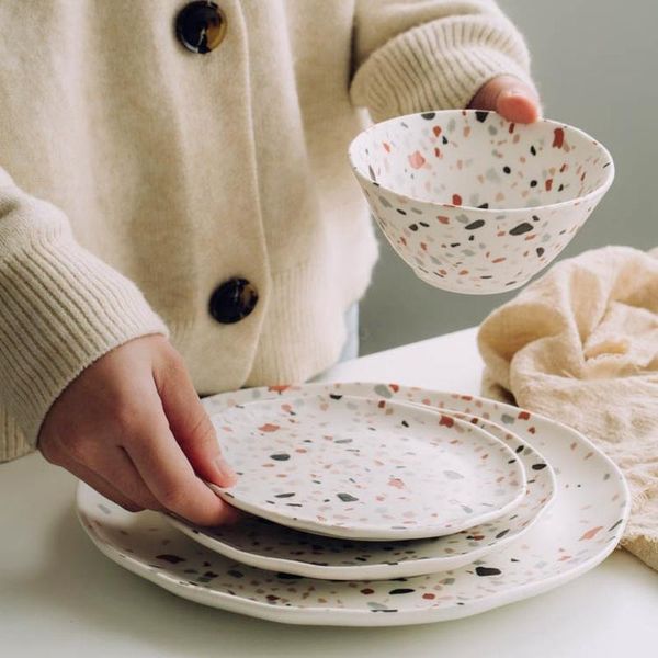 

dishes & plates creativity terrazzo dinner dessert bowl tableware sets salad ceramic and