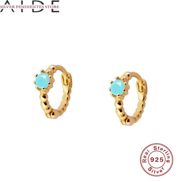 

hoop & huggie aide 925 sterling silver small round hoops earrings for women purple black white champagne zircon gold jewelry brincos, Golden;silver