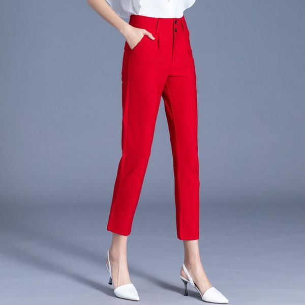 

red pants women 2021 autumn professional large casual pants overalls high waist small leg women, Black;white