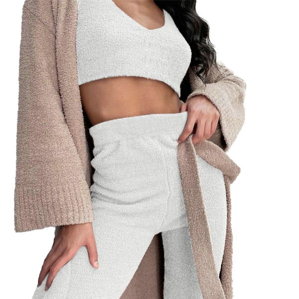 

autumn yoga 2pieces set for women 2020warm slim velvet soft crop tank&trousers set tracksuit indoor workout fitness, White;black