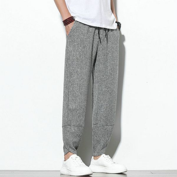 

new joggers harem black man cotton linen comfortable summer pants streetwear loose men's sweatpants 2021 qm5i