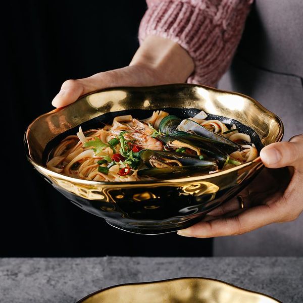 

salad noodle bowl adapter kitchen dessert ice cream soup mixing ramen bowl decorative vaisselle cuisine tableware df50w