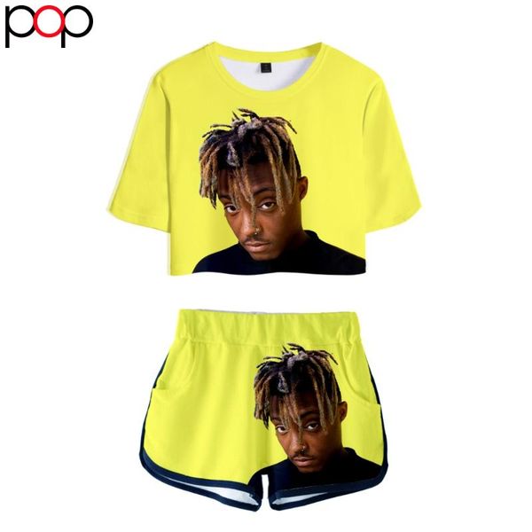

two piece dress 3d juice wrld set short sleeve and middle waist shorts suits fitness combinaison harajuku femme, White