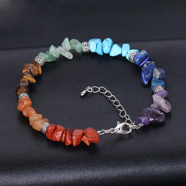 Pulseira De Pedra De Cascalho Lucky Reiki Stone Chip Beads Braceletes Pulseiras De Cristal Cura Natural Para As Mulheres Homens Jóias