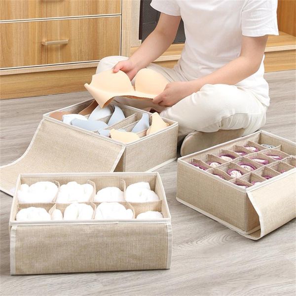 

storage drawers 12 types cloth cotton and linen underwear multi-collapsible bra finishing box with cover socks briefs