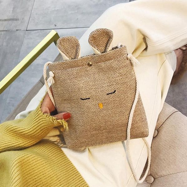 

evening bags fashion handbags for women 2021 casual tote beach bag cat ears linen vacation cross body