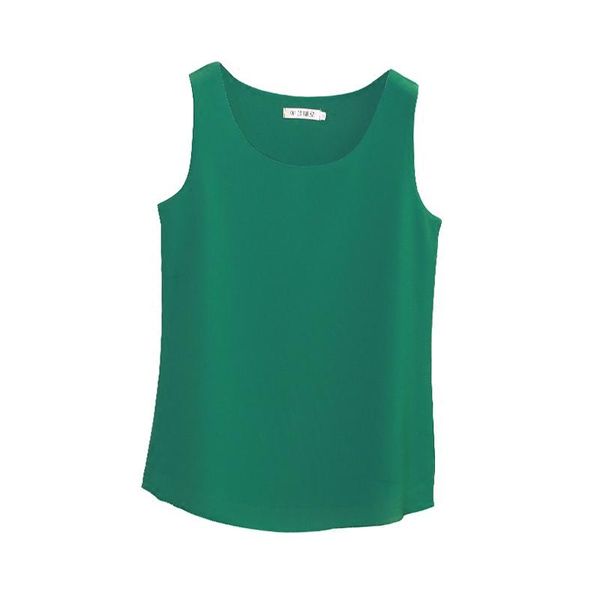 

women's blouses & shirts spring summer blouse 2021 sleeveless o-neck casual female plus size 4xl solid color chiffon, White