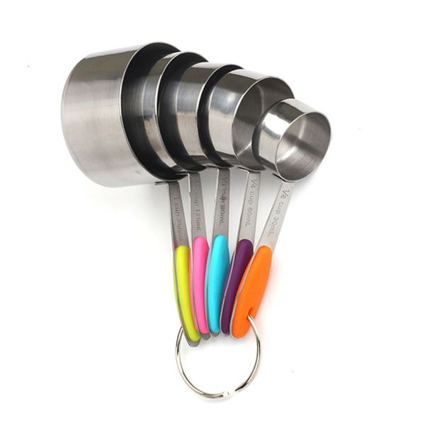 

baking tools silicone insulated stainls steel measuring cup five piece set cake baking measuring cup