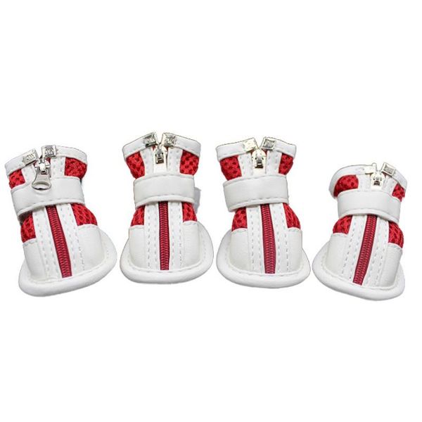 

dog apparel 4pcs pet shoes booties mesh zipper puppy sneakers sport for small