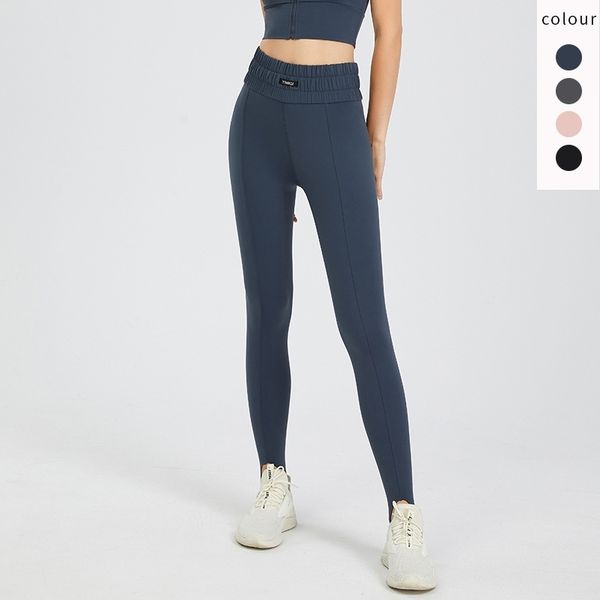 

lulu fitness women's wide elastic quick drying abdominal tight sports pants high waist peach yoga pants, Black