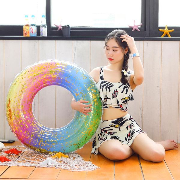 

life vest & buoy inflatable rainbow swimming ring safe pool float summer outdoor activitives beach party kid adults colchoneta piscina toys