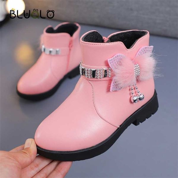 

children' fashion shoes for kids pu leather girls martin boots autumn winter toddler baby soft bottom short 211102, Black;grey