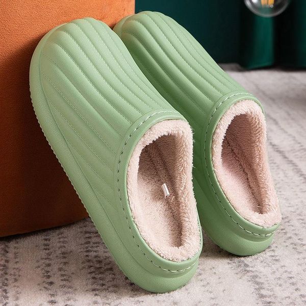 

slippers warm women men indoor floor flat shoes spring autumn winter home cotton plush suede, Black