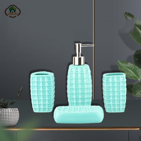 

bath accessory set msjo bathroom accessories ceramic nordic style 4pcs/set macaroon toothbrush holder cup lotion soap tray toilet