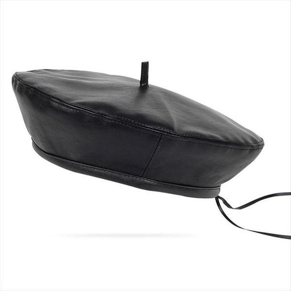 

autumn and winter leather beret ladies flat hat fashion, Blue;gray